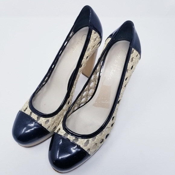 Cole Haan | Basket Weave Nike Air Black Toe Heels (Size 8B) - Picture 5 of 9